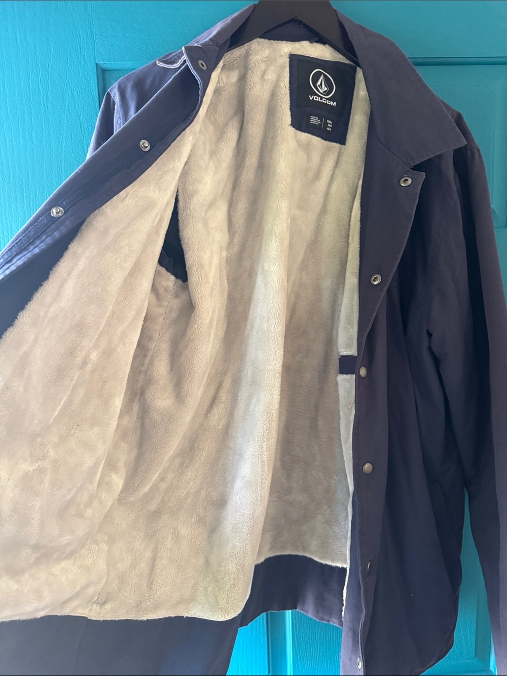 Volcom Men's Dark Blue Sherpa-Lined Coach Jacket - Picture 4 of 5